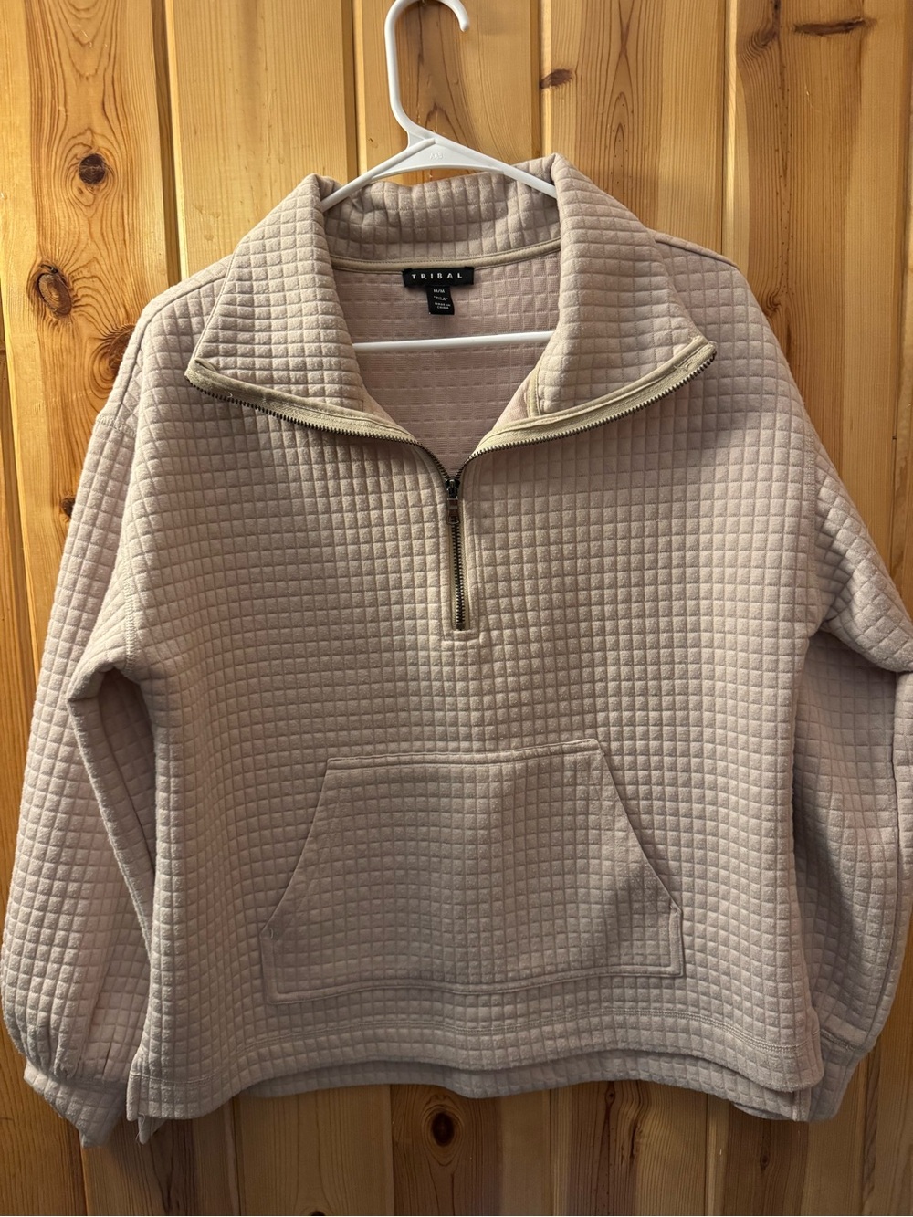Tribal Women’s Quilted Half-Zip Pullover - Light Taupe